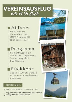 GTEV "Chiemgauer" Grabenst&auml;tt:  Vereinsausflug am 19.09.2026