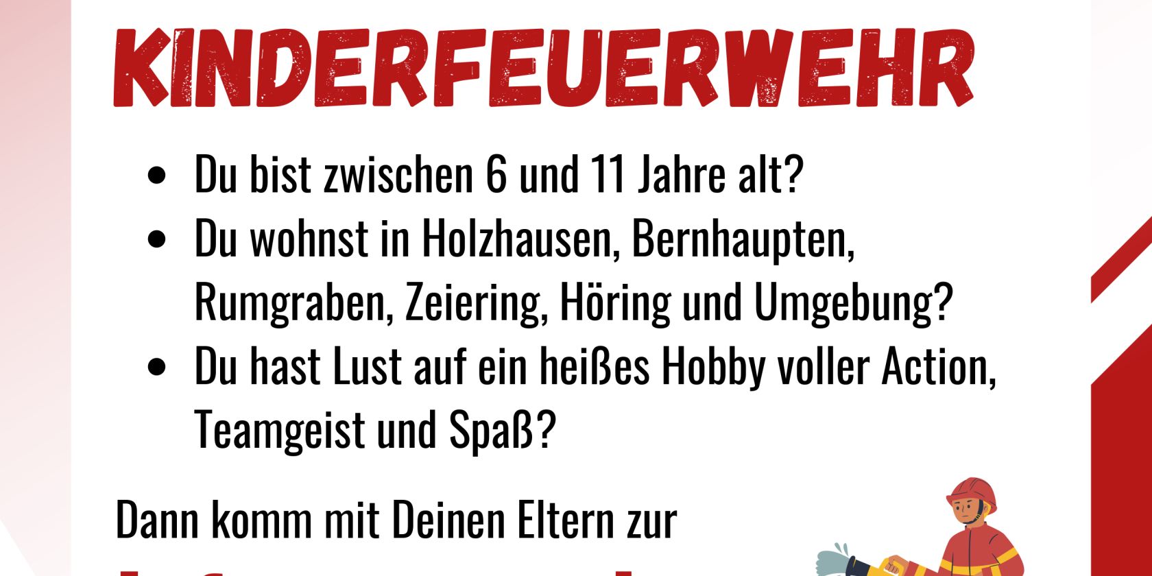 Infoflyer Kinderfeuerwehr 14.07.2025, © FFW Holzhausen